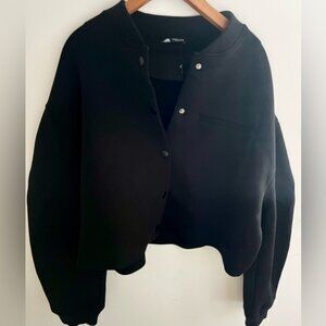 ZARA Black Cropped Varsity Jacket Size L – New